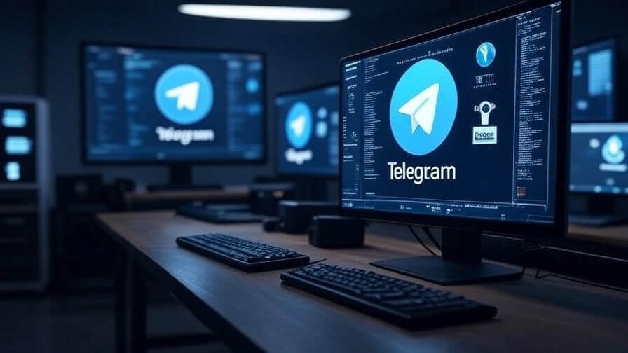 Layar monitor menampilkan pintasan keyboard Telegram Desktop