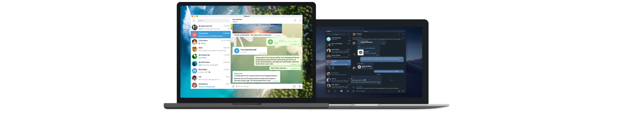 Beragam perangkat menjalankan Telegram versi terbaru