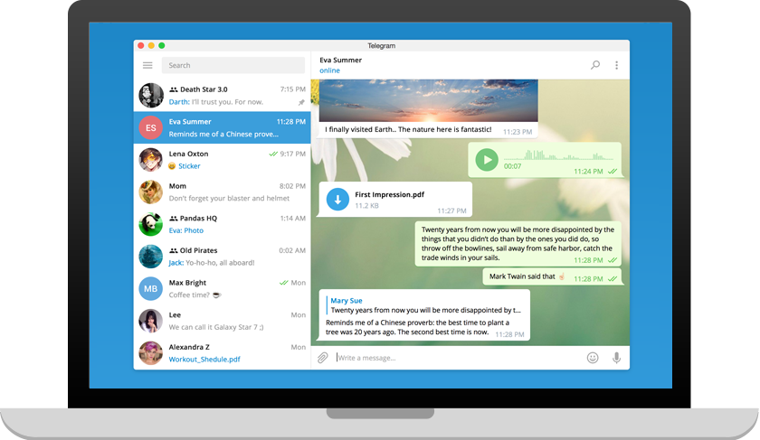 Tampilan Telegram Desktop pada Windows 11